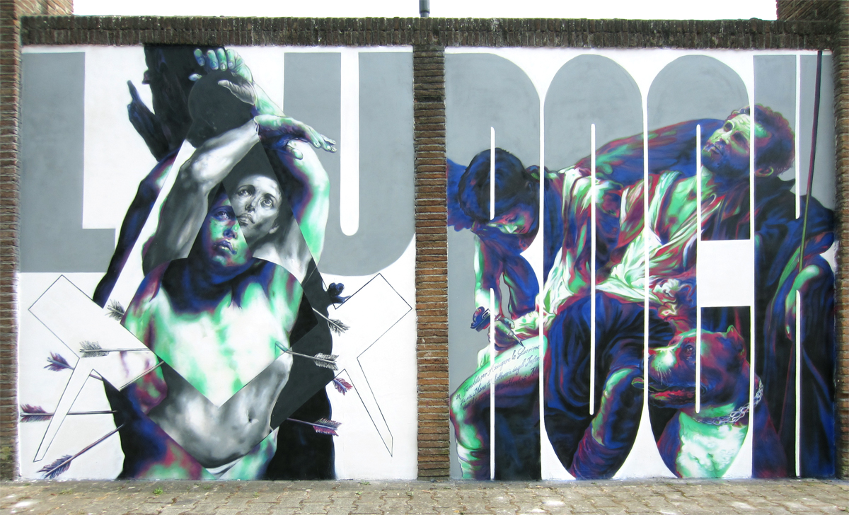  San Sebastiano & San Rocco  Laurock - Lauro  (Av)  cm ... -  San Sebastiano & San Rocco  Laurock - Lauro Piazza Mercato (Av)  cm 600 x 350 spray e acrilici su muro 2017  Omer Tdk &  D.Egon .Z      